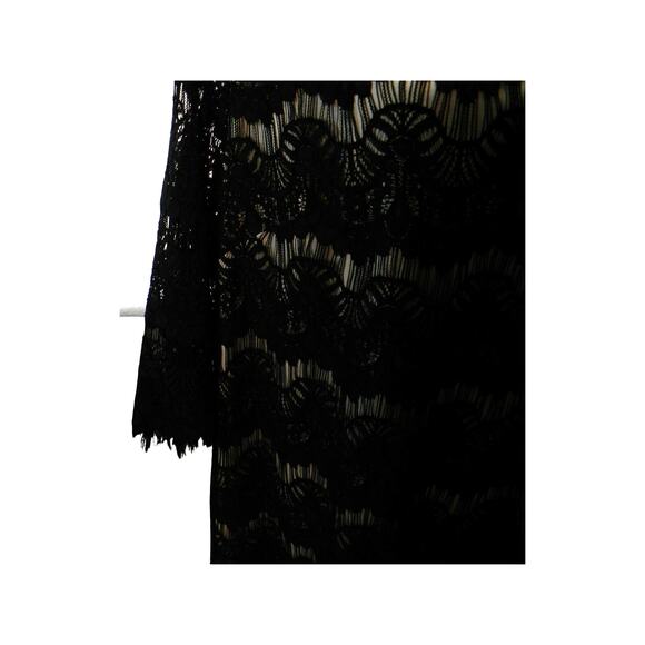 Jessica Howard Black Lace Overlay Sheath Dress Nude Lining 3/4 Sleeve 18W Event - Picture 4 of 7